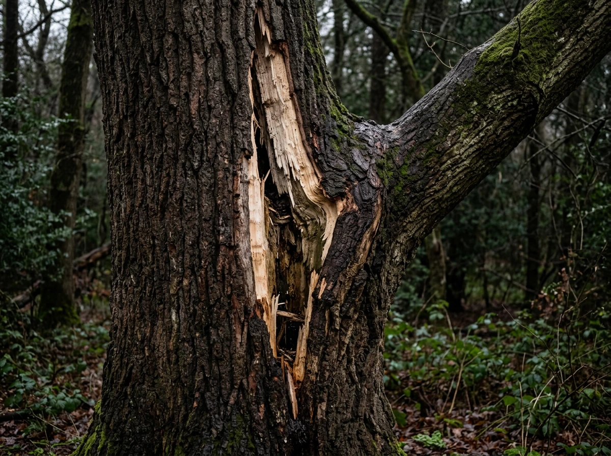 abling storm cracked trunk