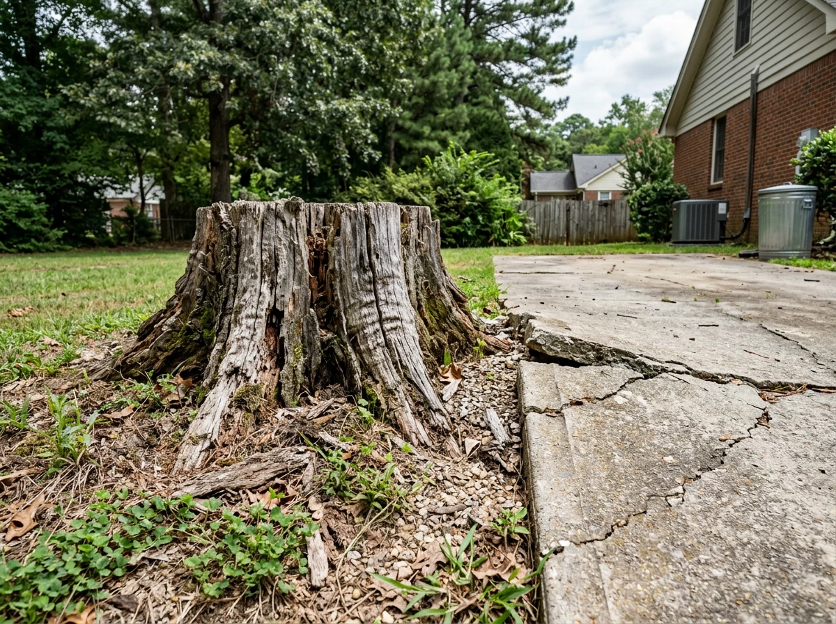 stump grinding near driveway